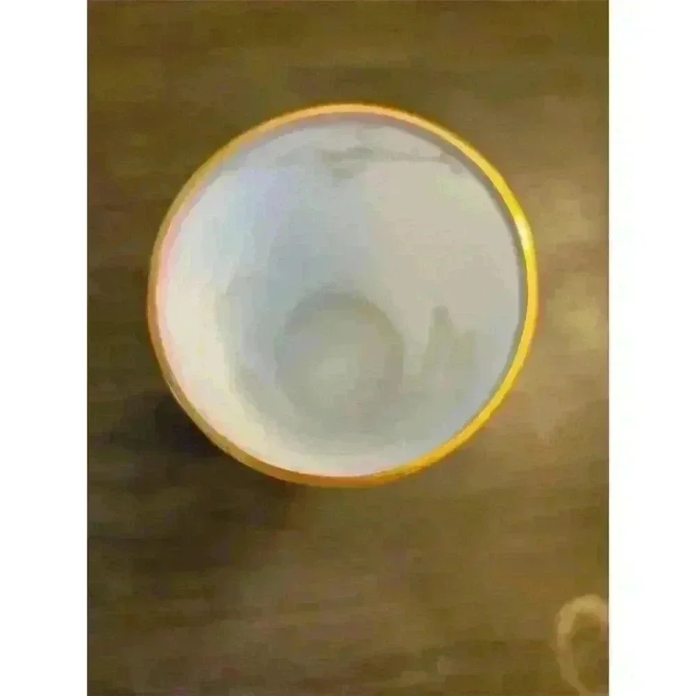 Vintage Painted milk glass Vase with Gold Trim Victorian scene